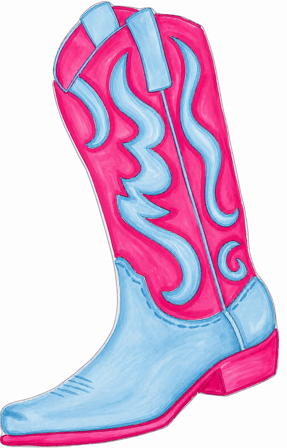 Blue and pink boot
